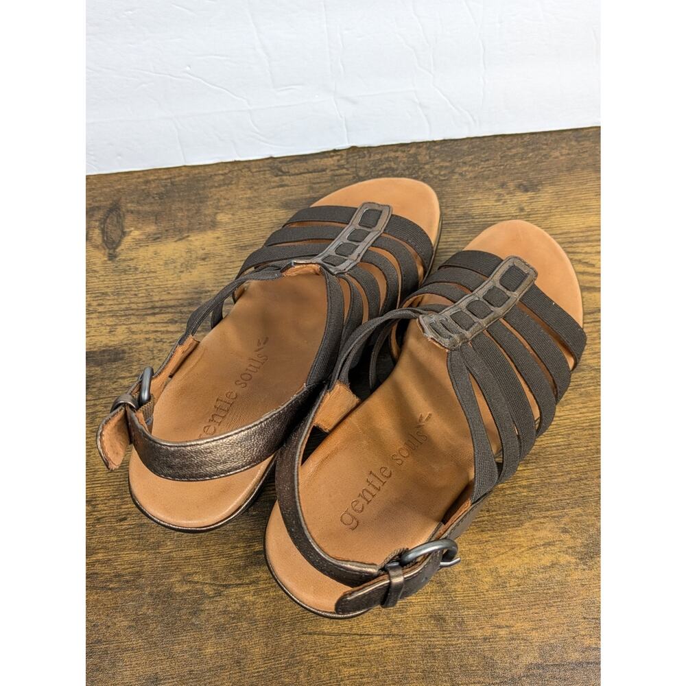 Gentle Souls Wedge Hammer Sandals 7.5 Brown Metallic Bronze Strappy Comfort - Picture 11 of 13